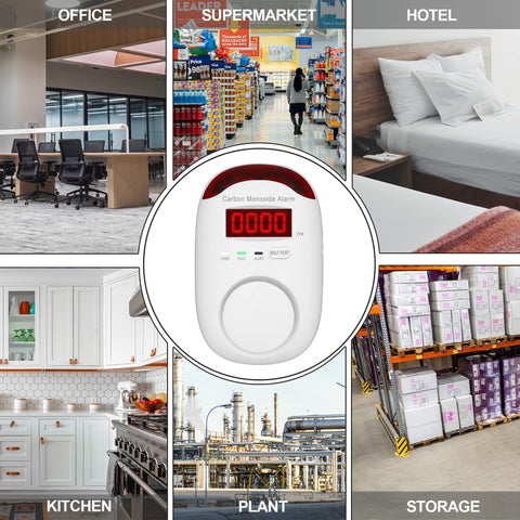 Hembisen CO detector ideal for home, kitchen, bedrooms, and hotel rooms.