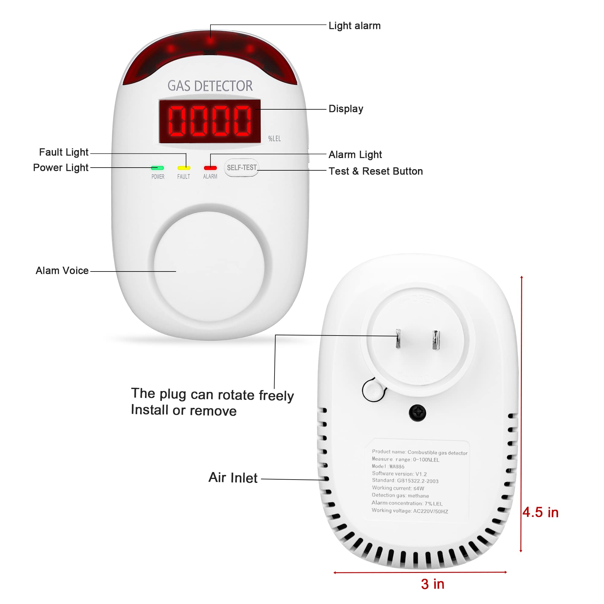 Hembisen gas detector plug-in installation for easy setup