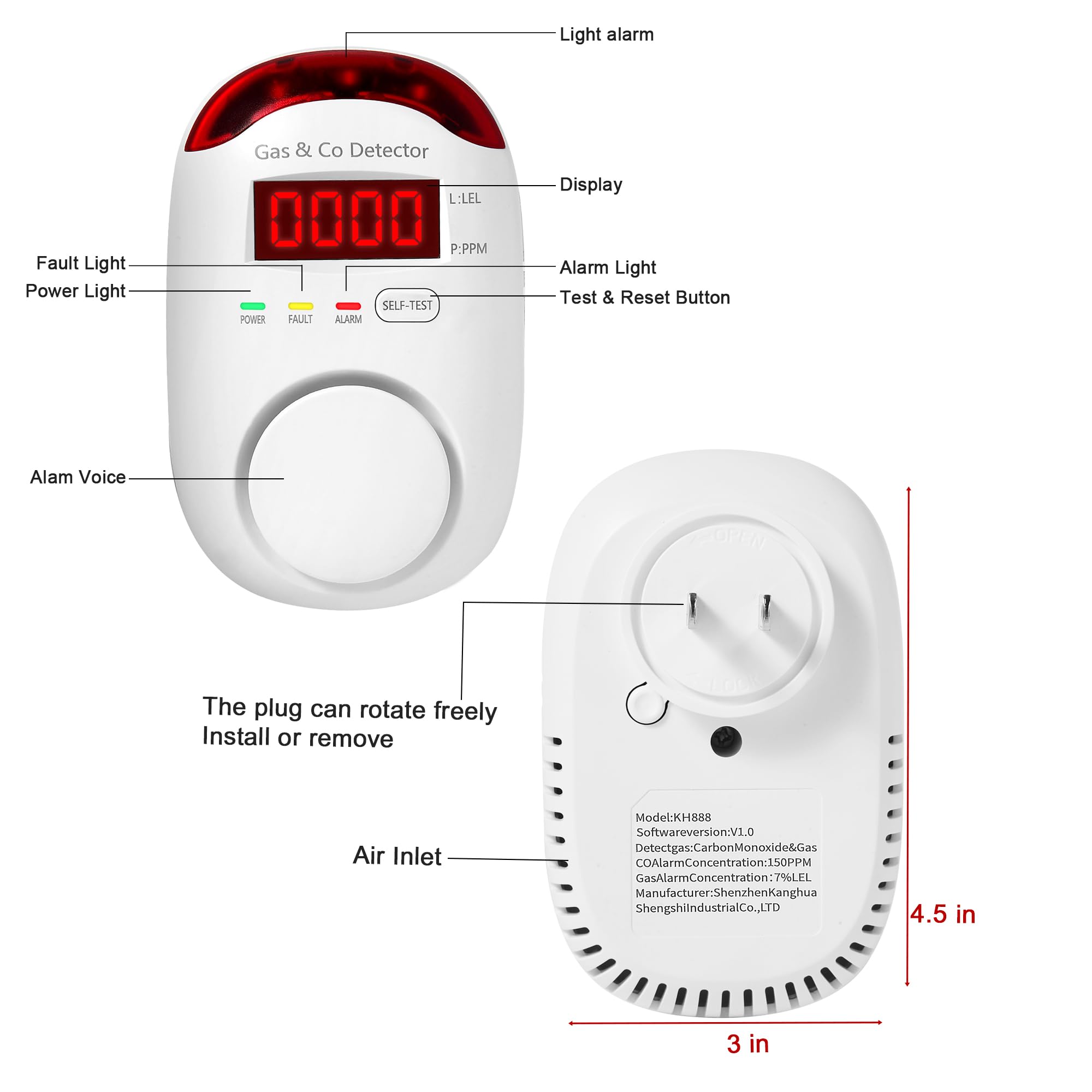 Hembisen plug-in detector ready for kitchen and living room placement.