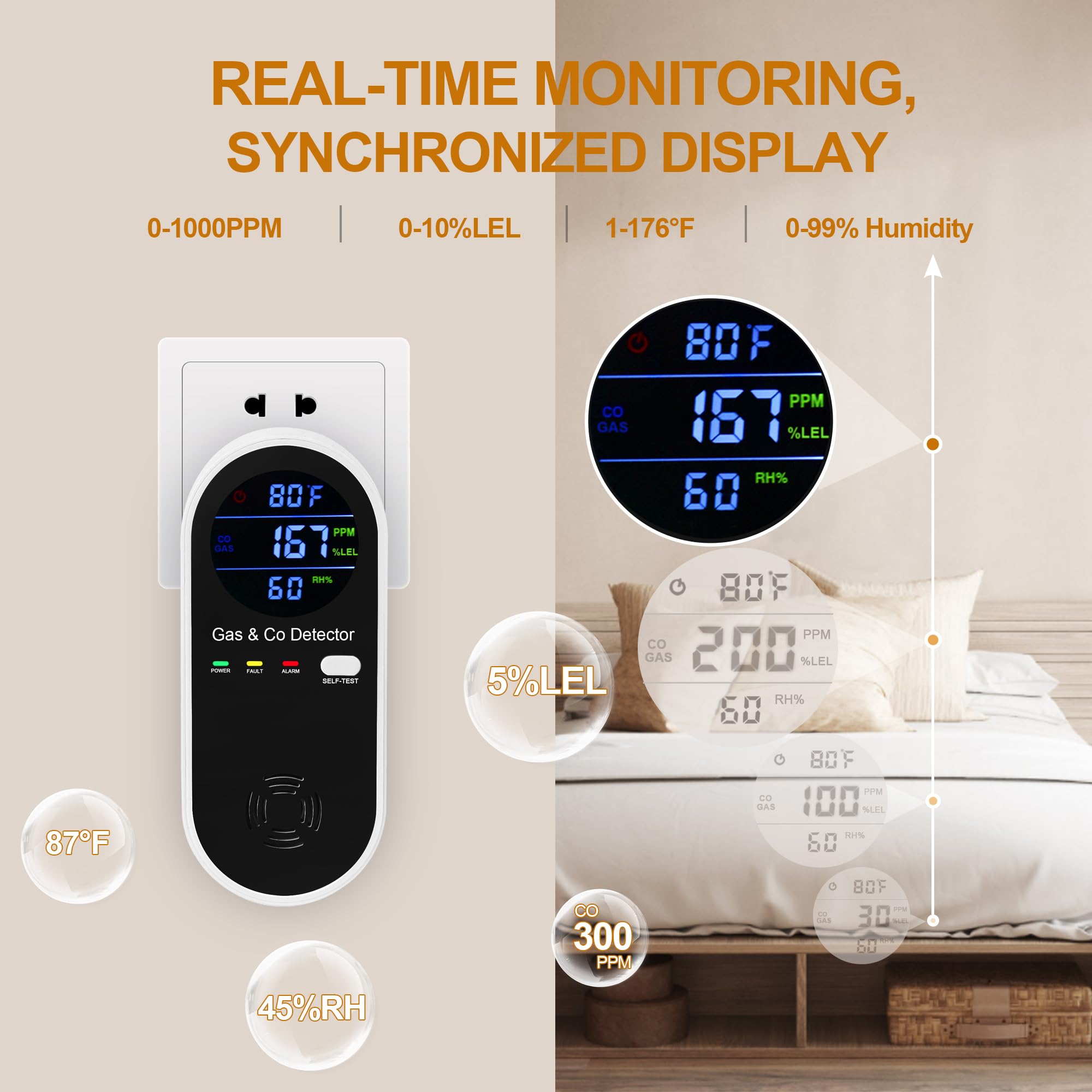 Hembisen round color screen shows temperature and humidity in real time.