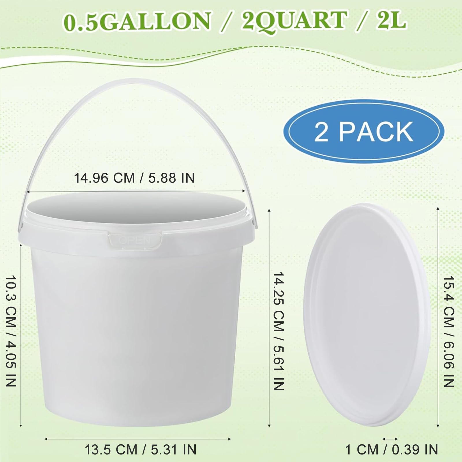 Hemoton 2L pail suitable for kitchen, garage, and workshop.