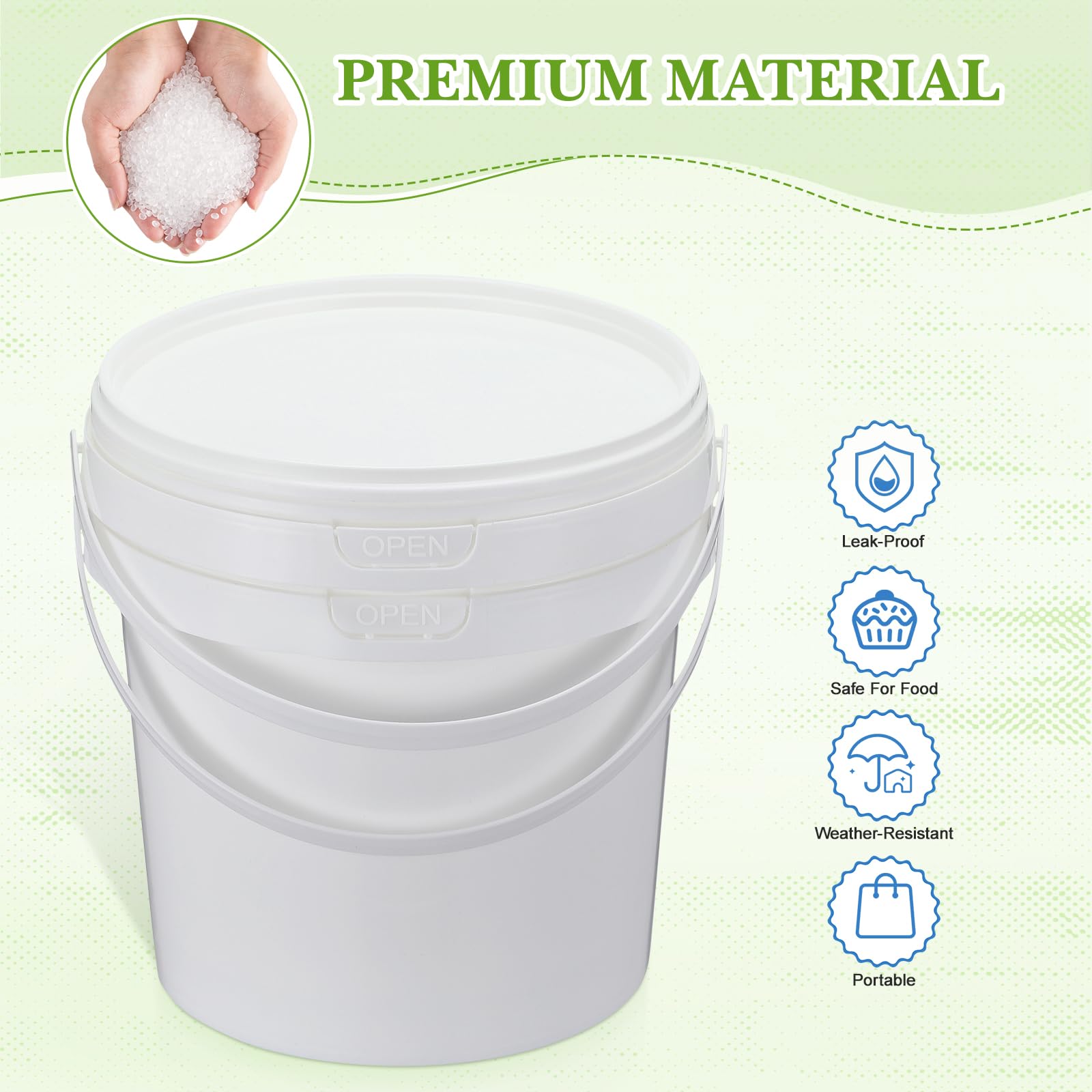 Hemoton 2L white pail ready for paint or liquid storage.