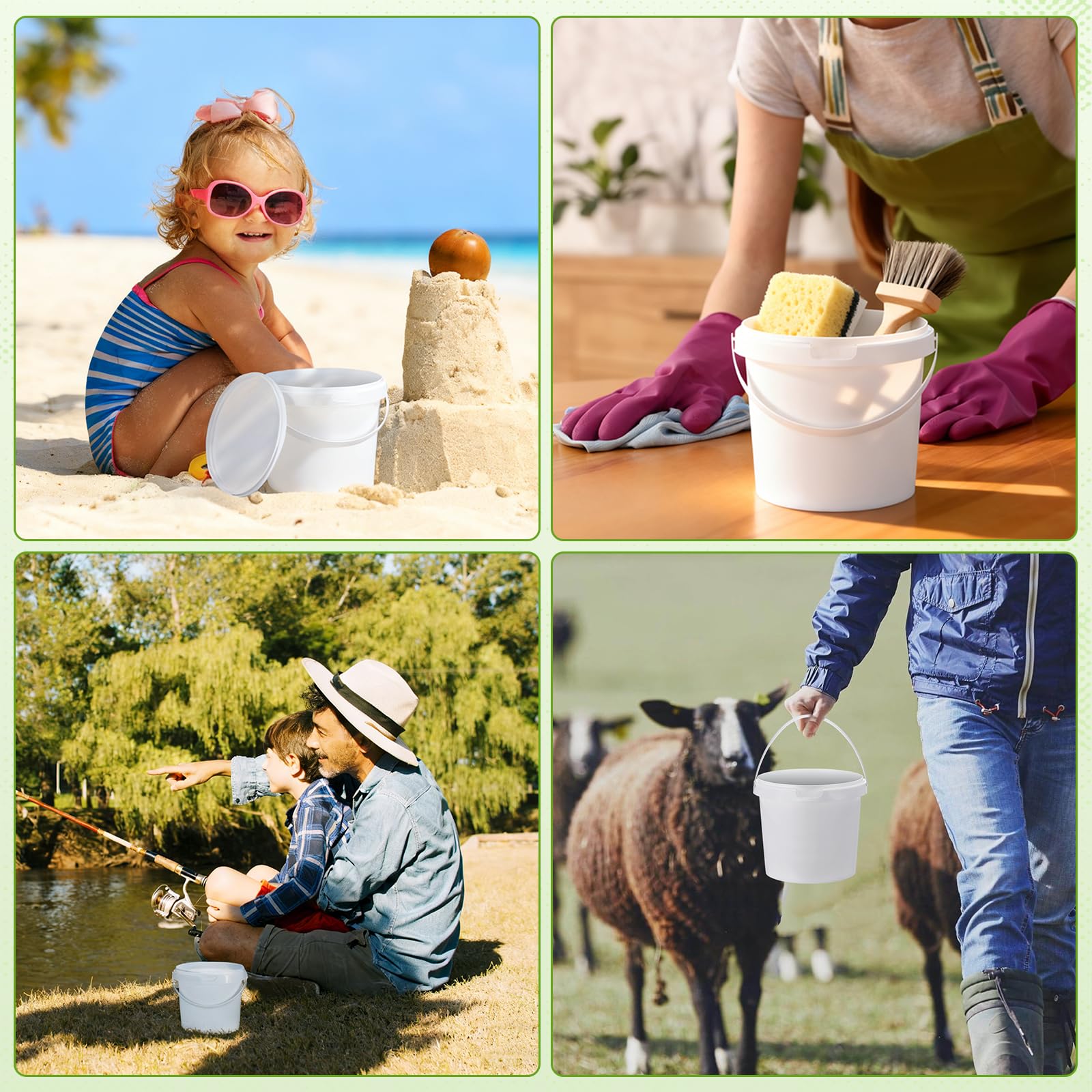 Hemoton white plastic pail ideal for water or storage use.