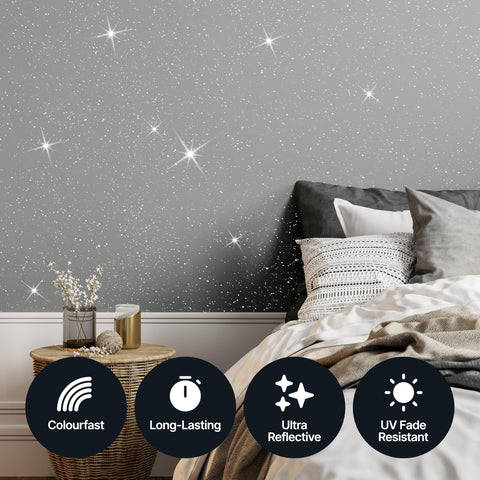 Hemway bedroom glitter wall for a cozy, modern sparkle in bedrooms.