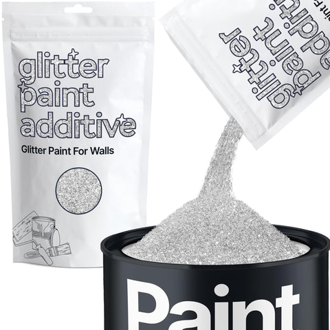Hemway glitter paint additive silver powder enhances sparkle in any paint finish on walls.