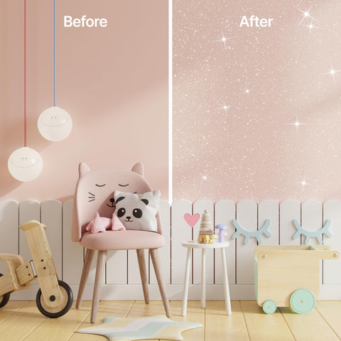 Hemway glitter paint additive for wood furniture creates reflective accents.