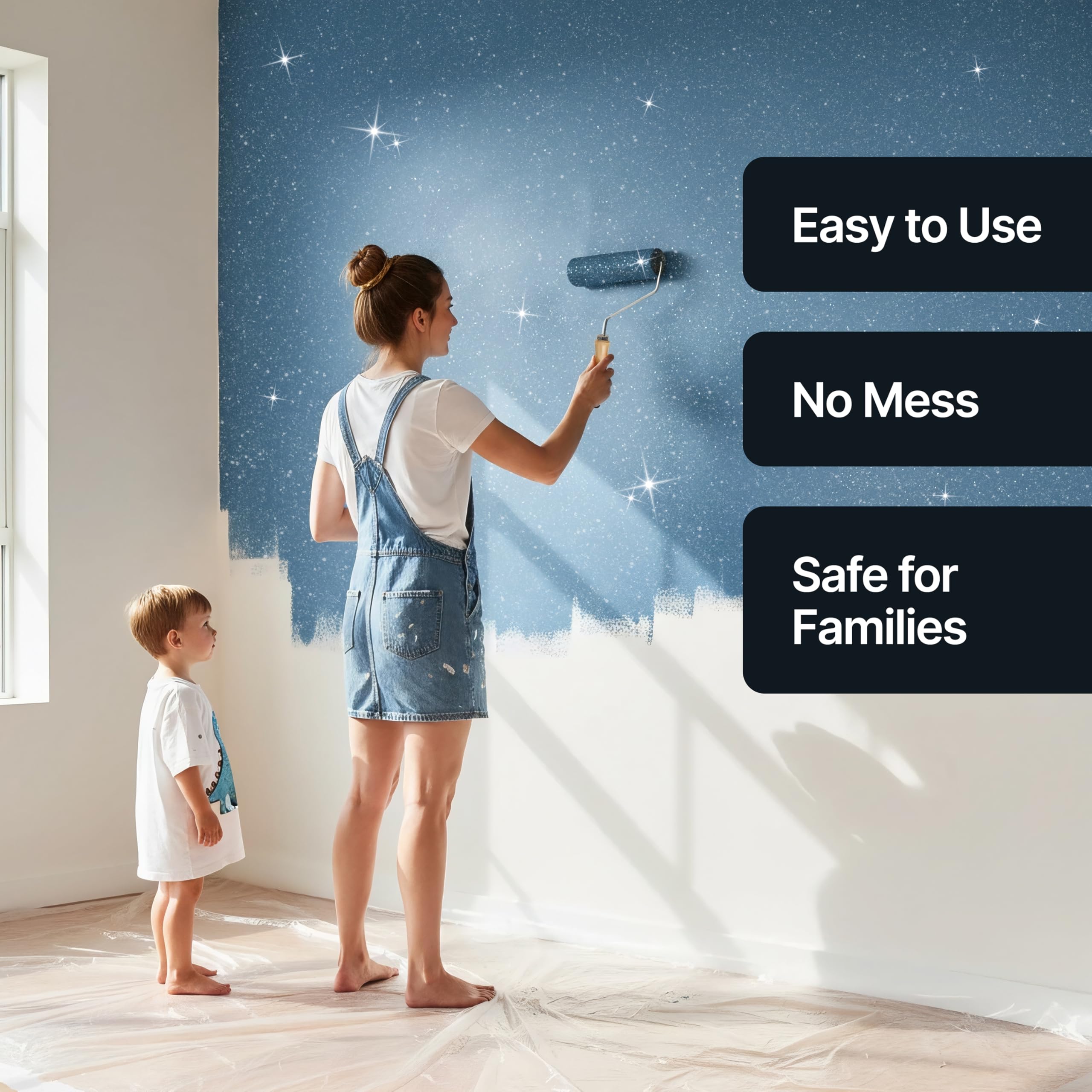 Hemway glitter paint interior wall adds stylish shimmer to indoor spaces.