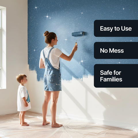 Hemway glitter paint interior wall adds stylish shimmer to indoor spaces.