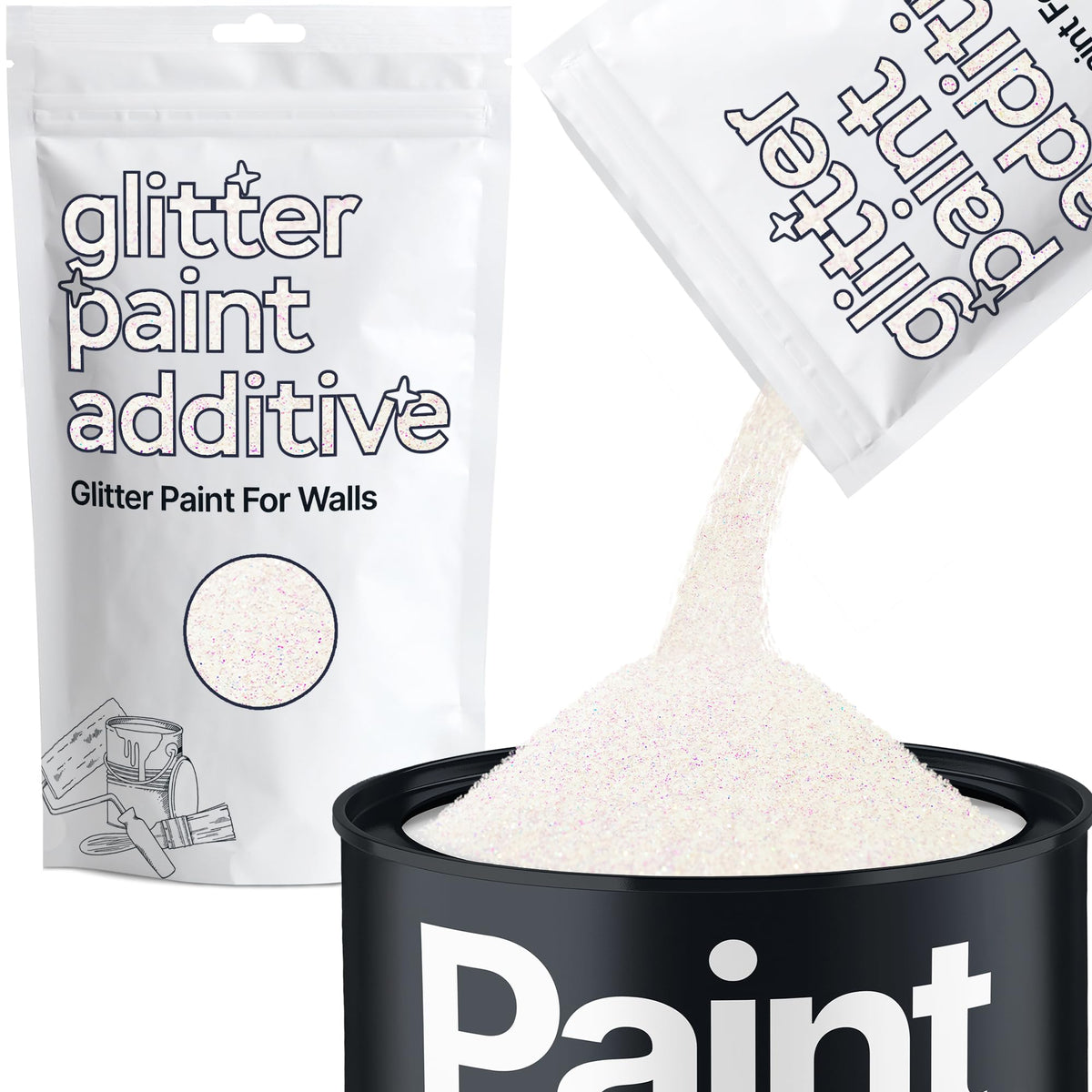 Hemway glitter paint wall bottle showing sparkling additive for high-impact finishes.