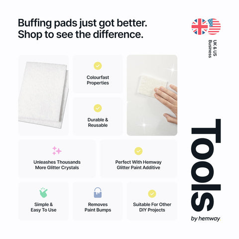 Hemway paint buffing pads closeup white fiber, shows gentle texture for even results.