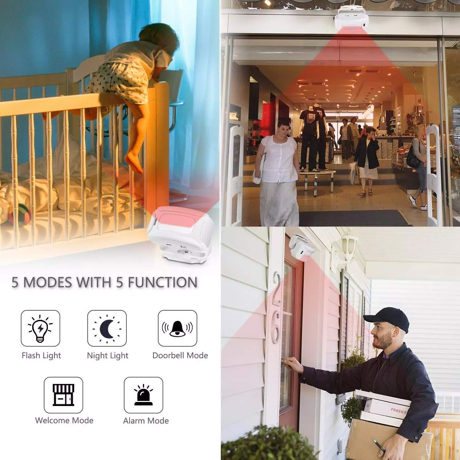 HENDUN diverse ringtones; customizable alerts for home or storefront entrances.