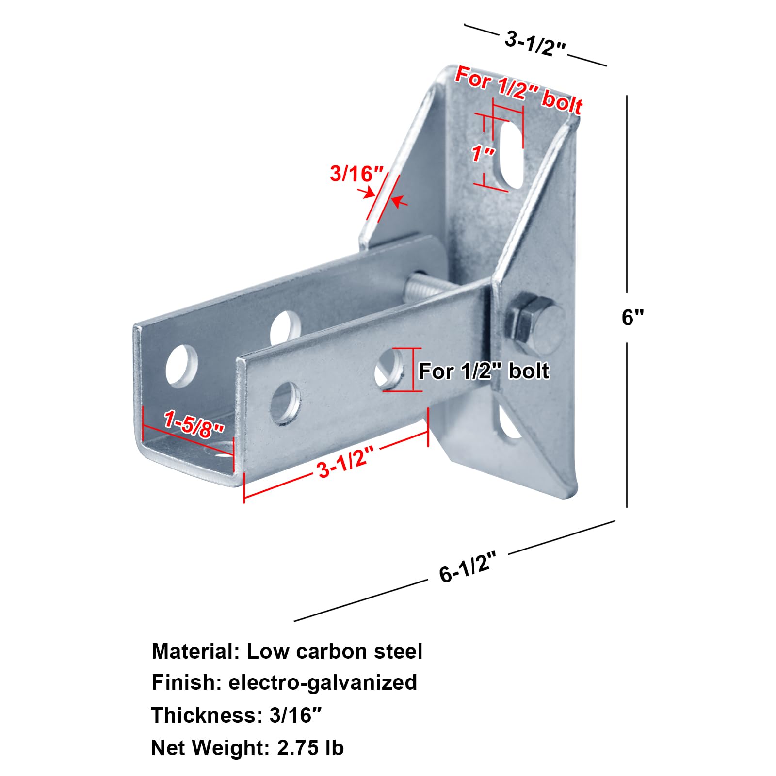 Heneng strut hinged base bracket with 180° adjustability supports versatile frame setups.