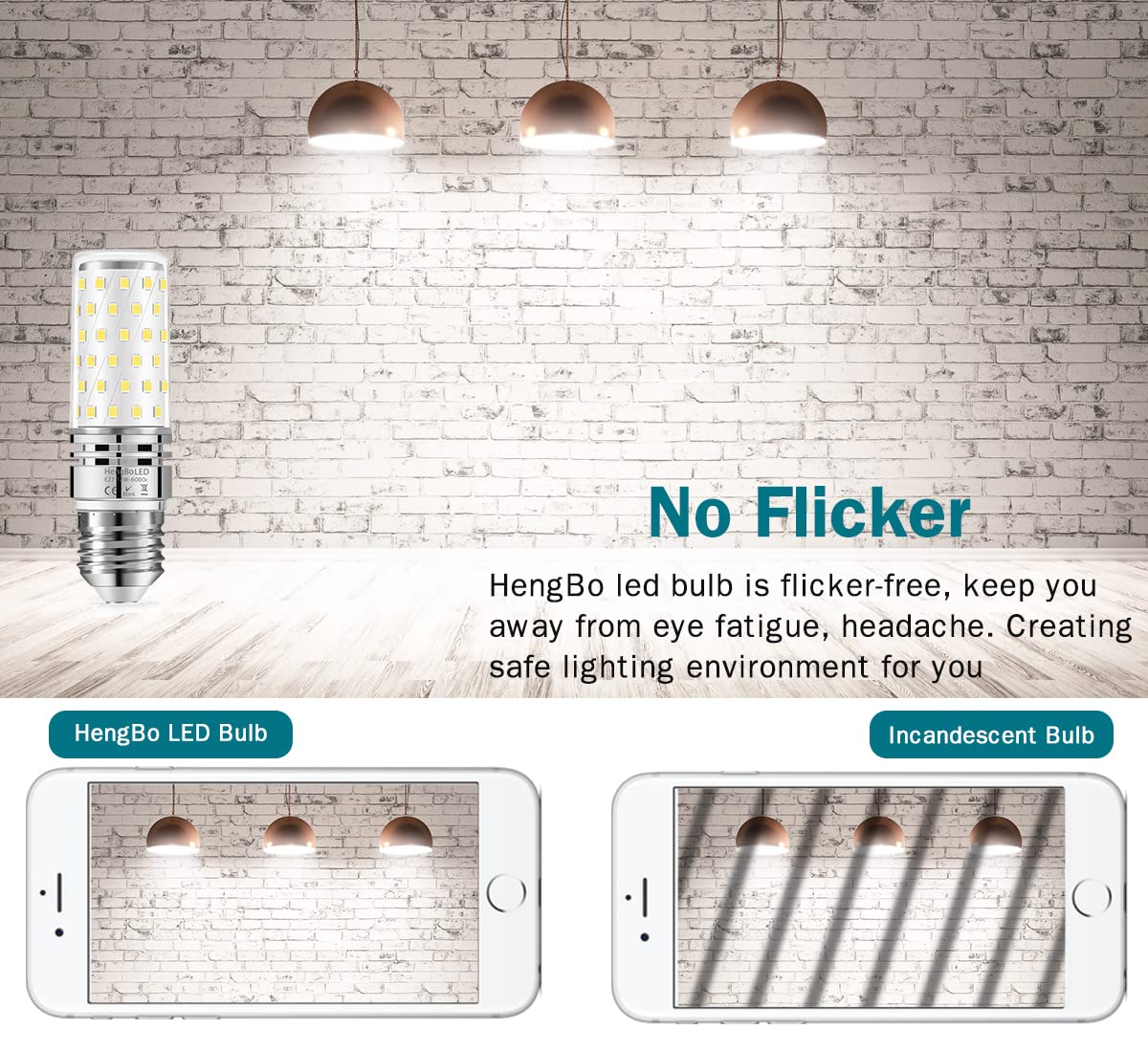 HengBo LED E26 daylight bulb installed in a kitchen for bright meal prep.