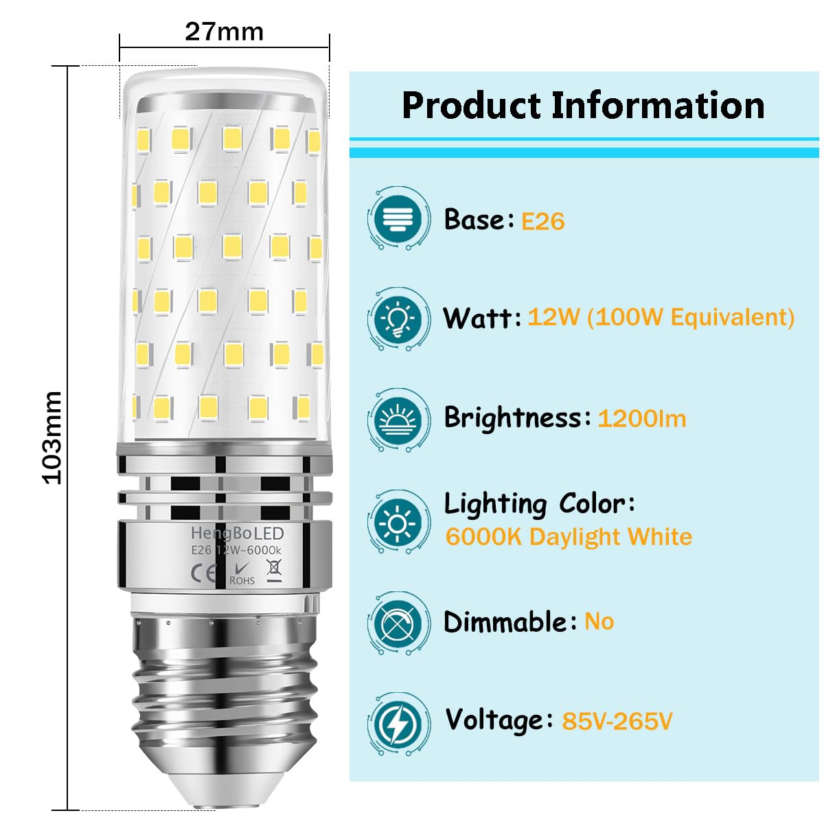 HengBo LED E26 corn bulb in living room enhances daylight ambiance.