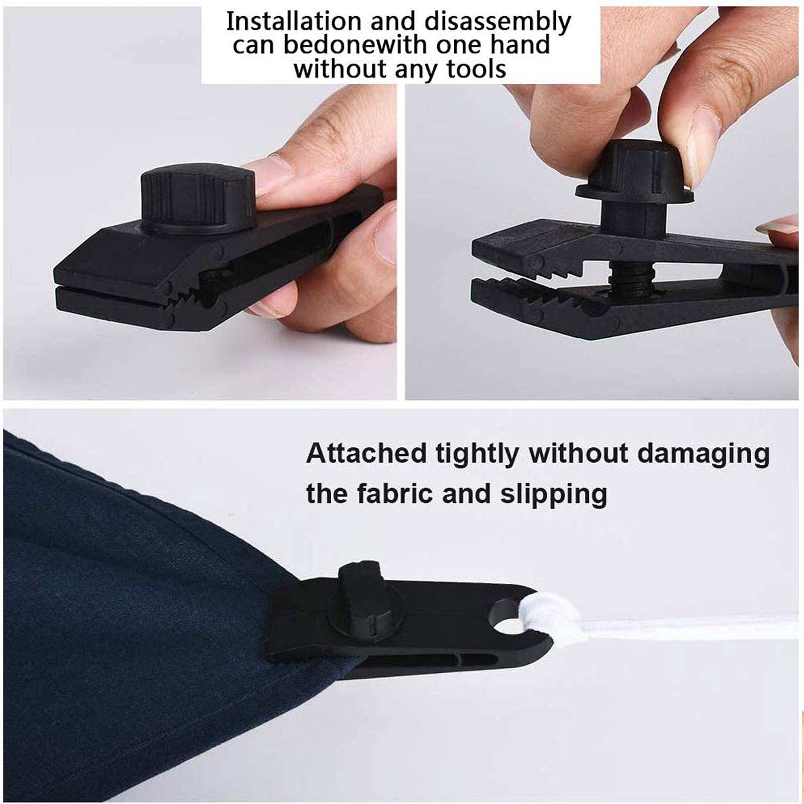 HengLiSam clip securely holds tarp for quick weatherproofing