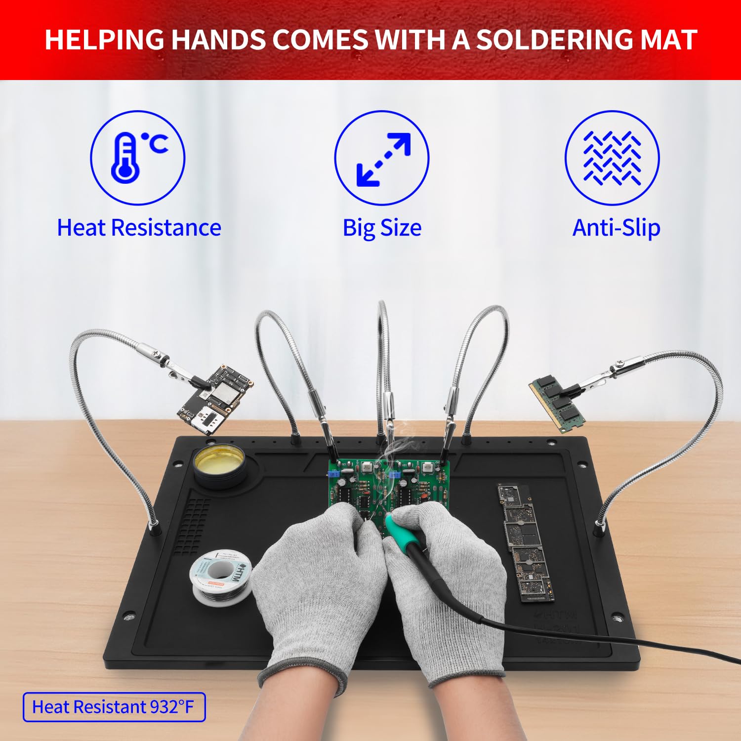 HengTianMei soldering mat on base protects the bench during heat tasks