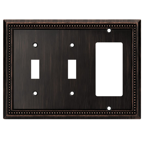 Henne Bery Sunken Pearls wall plate with aged bronze finish for durable, decorative switches and outlets
