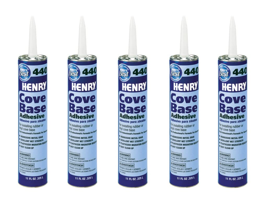 Henry Hentry Cove Base Adhesive 11 oz tube ready for quick installation.