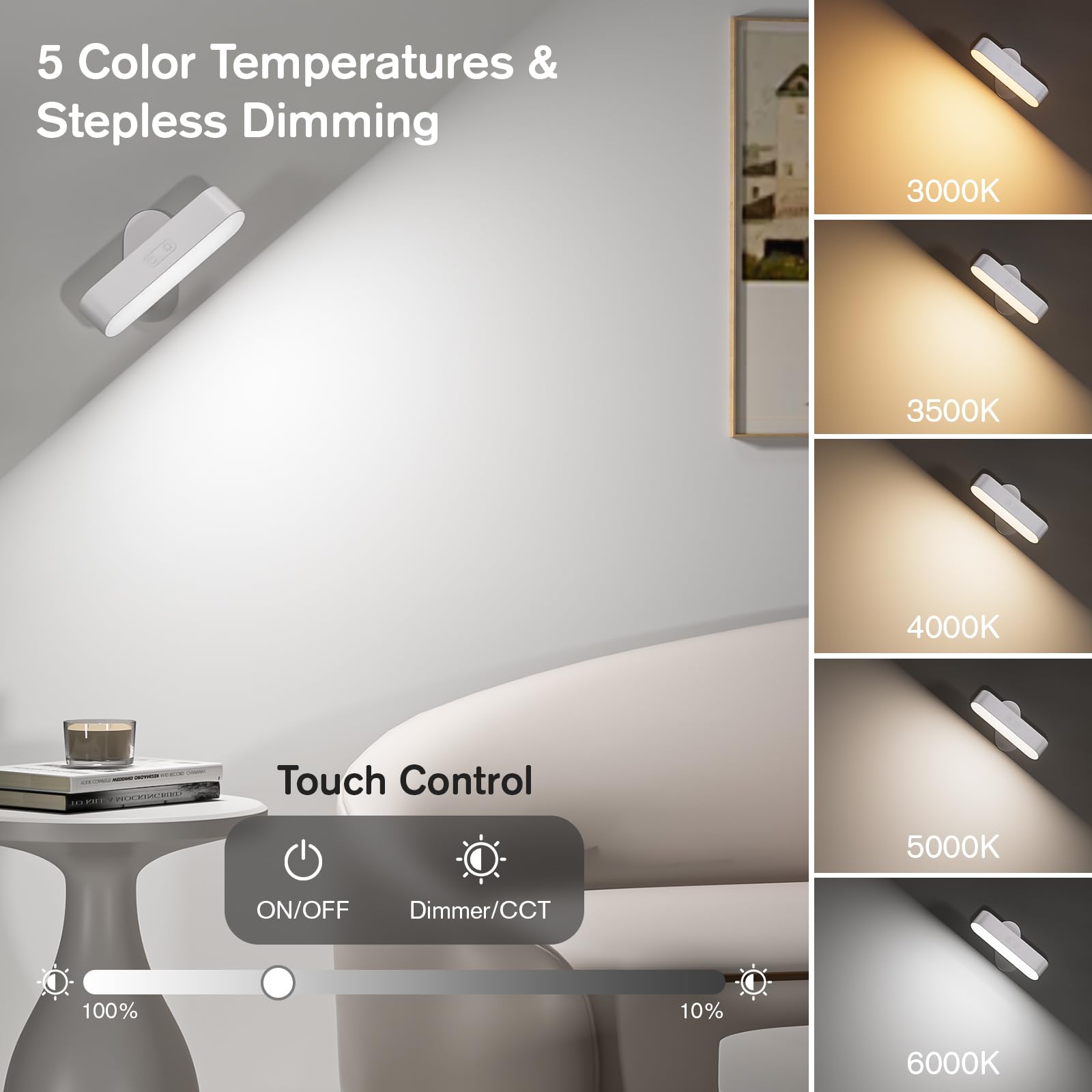Hensam color-temperature adjustable wall light lets you tailor mood from warm to cool.