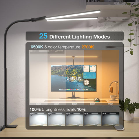 Hensam desk lamp with five color temperatures for warm to cool task lighting