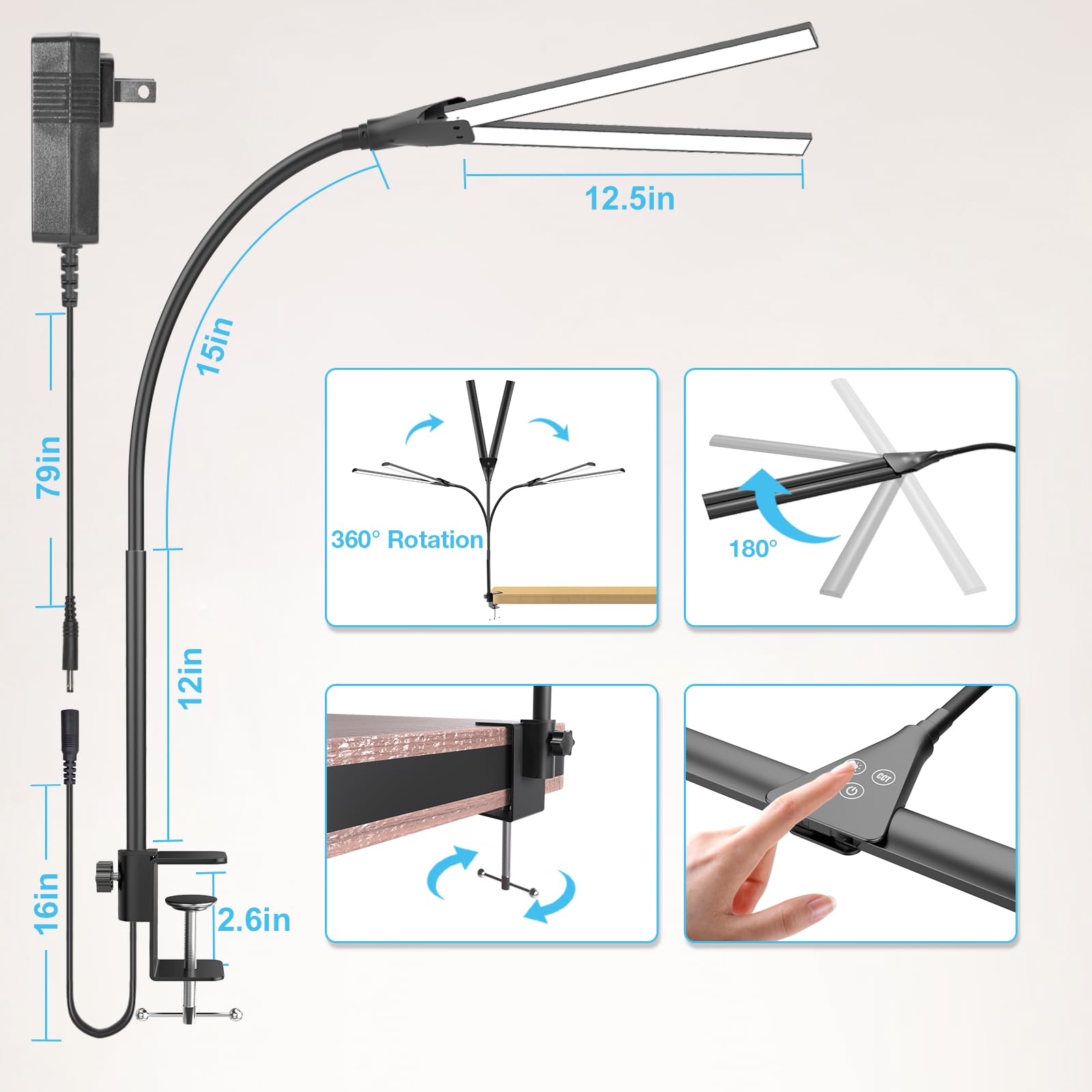Hensam plug-and-play with 12W adapter for easy setup