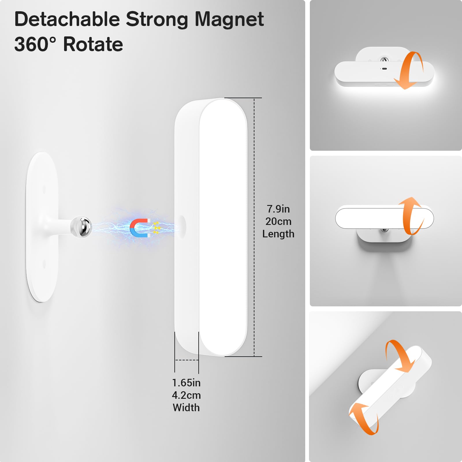 Hensam magnetic-base wall light provides steady brightness with simple detachment.