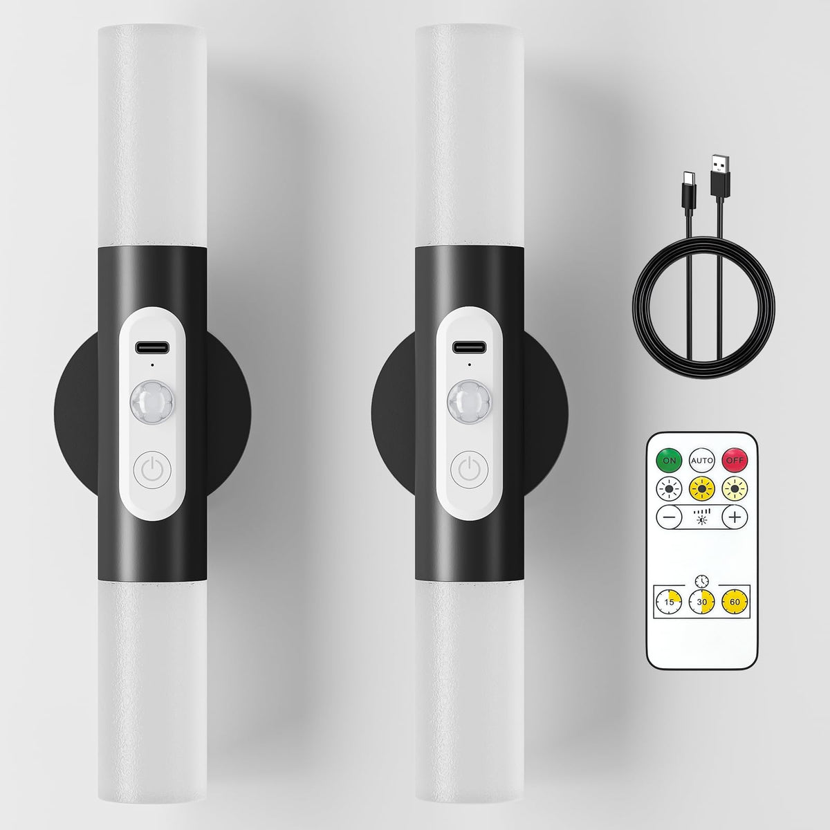 Hensam motion-sensor wall light pair illuminating stairs and hallways at night