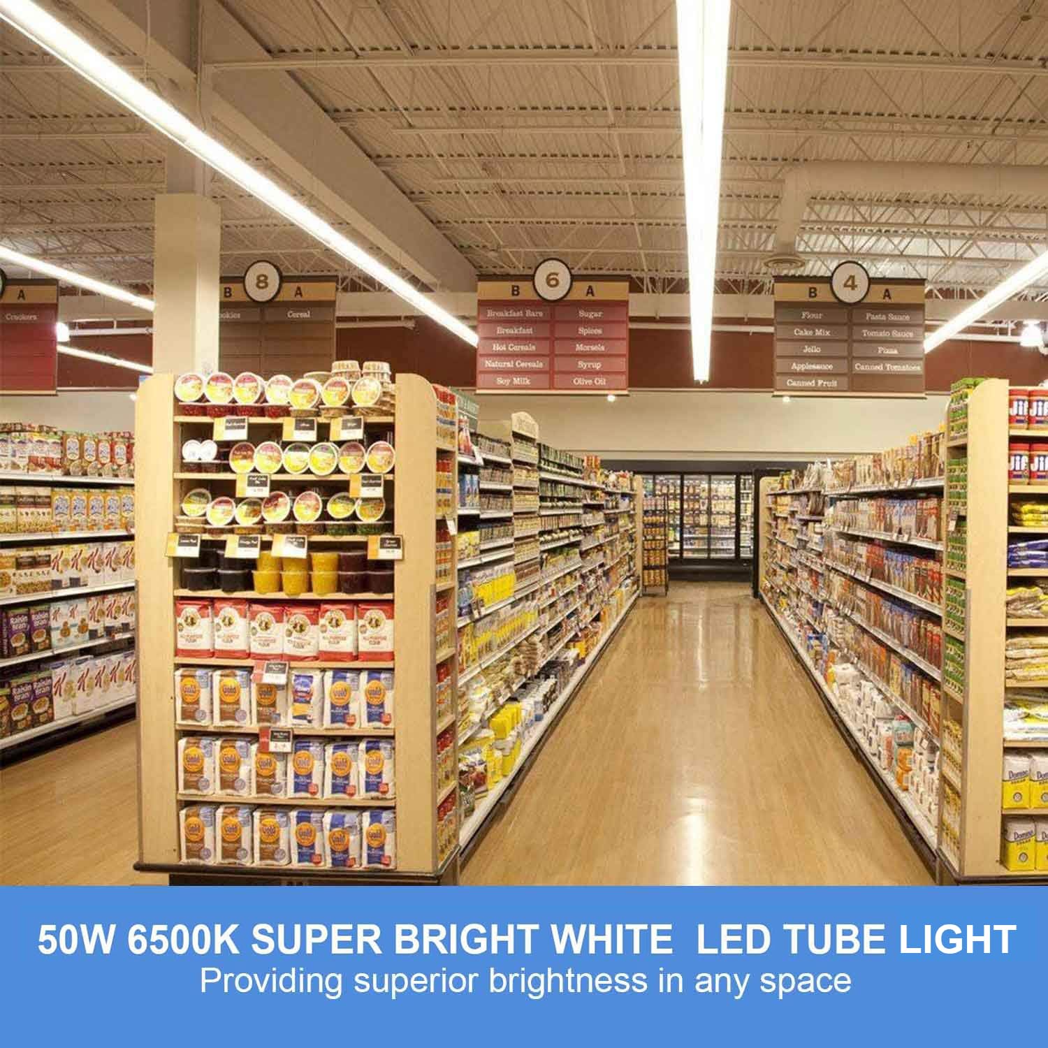Henwsi 4ft LED shop light installed in a workshop delivering bright coverage.