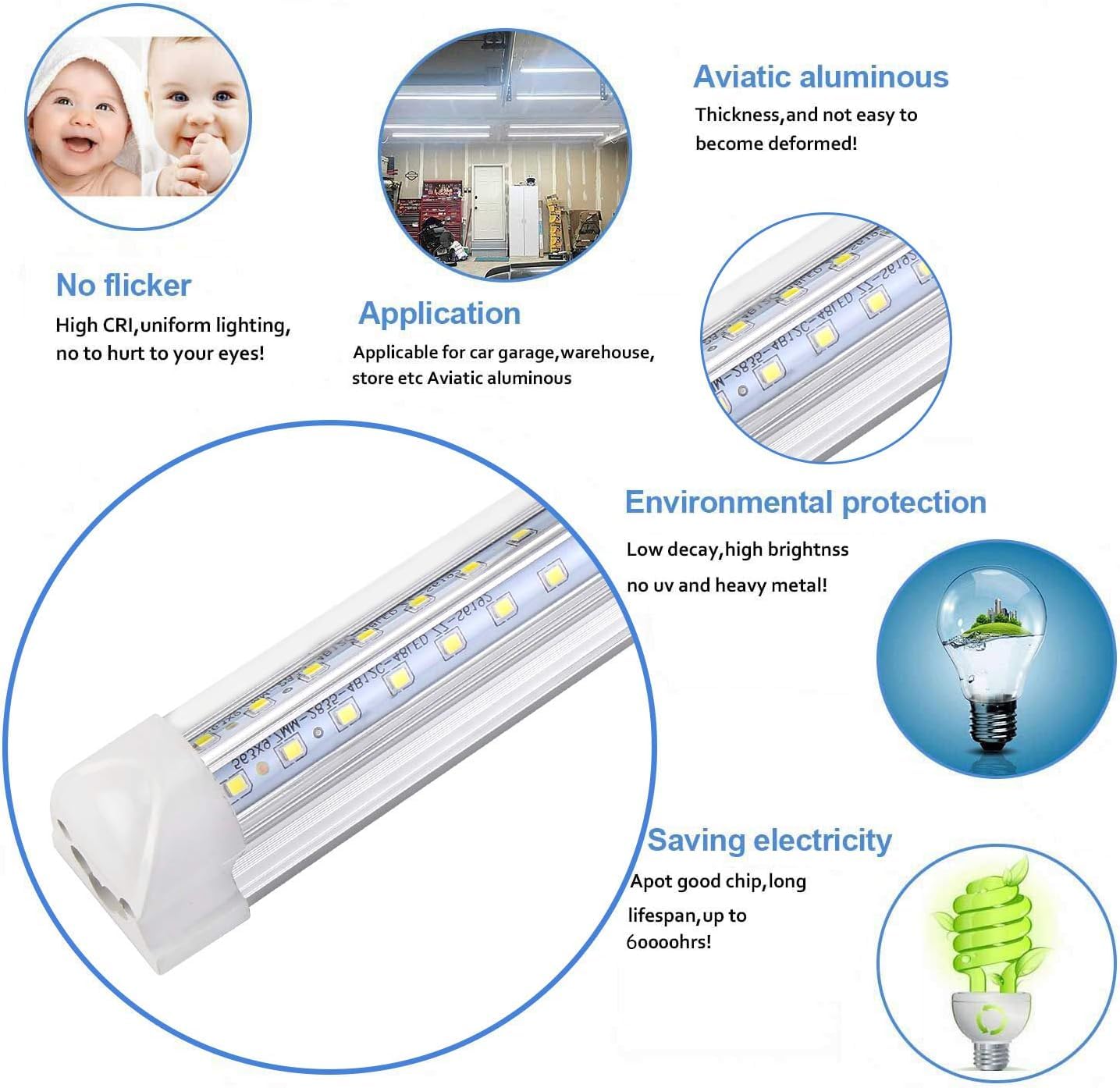 Henwsi 8000LM glow filling a garage with uniform light.
