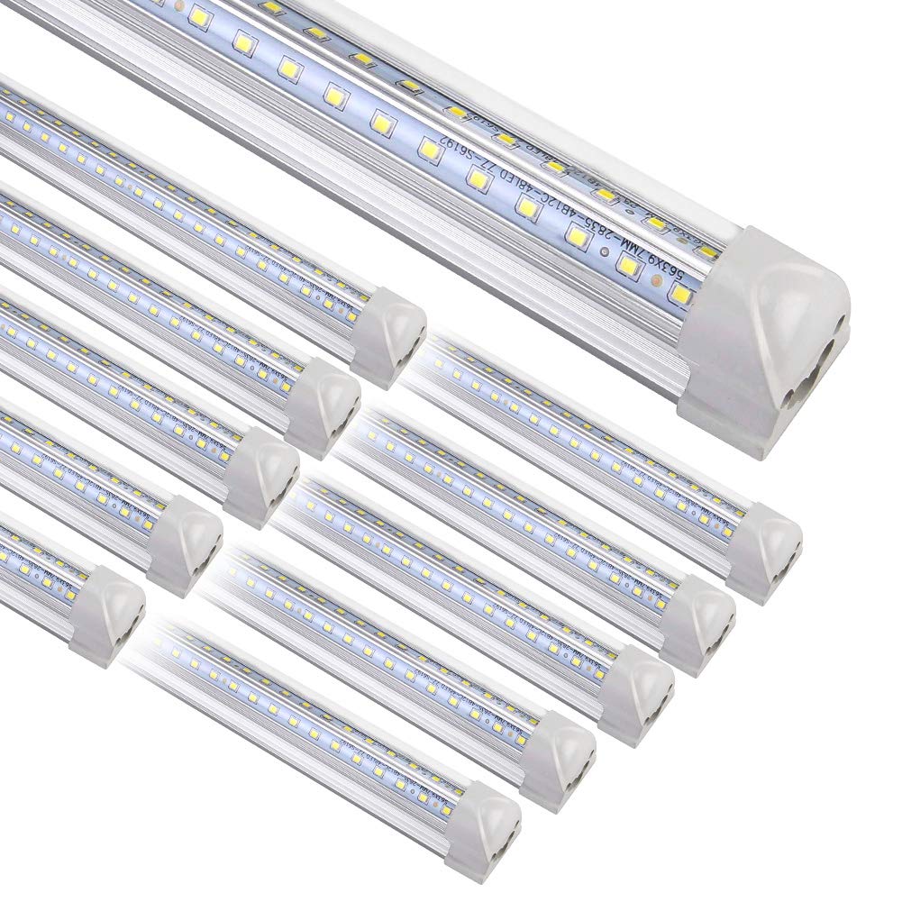 Henwsi 8ft LED shop light installed in a garage for bright, efficient coverage