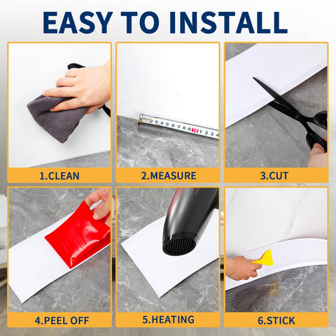 Heonay baseboard molding adheres to tiles, wood, glass for versatile use