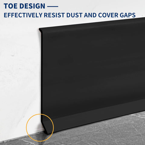 Flexible baseboard adapts to wall corners for a seamless finish.