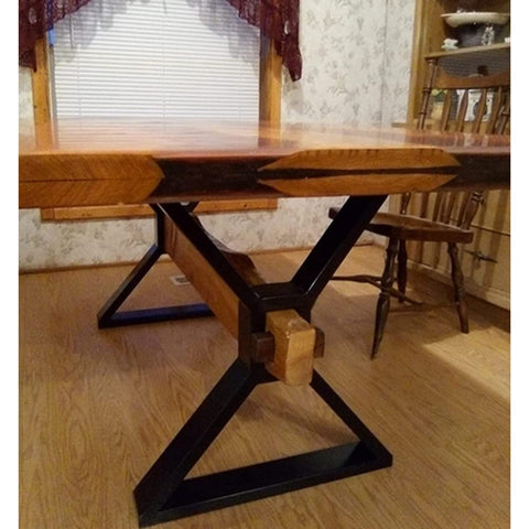 HEONITURE industrial desk legs in black finish complement modern rustic furniture.