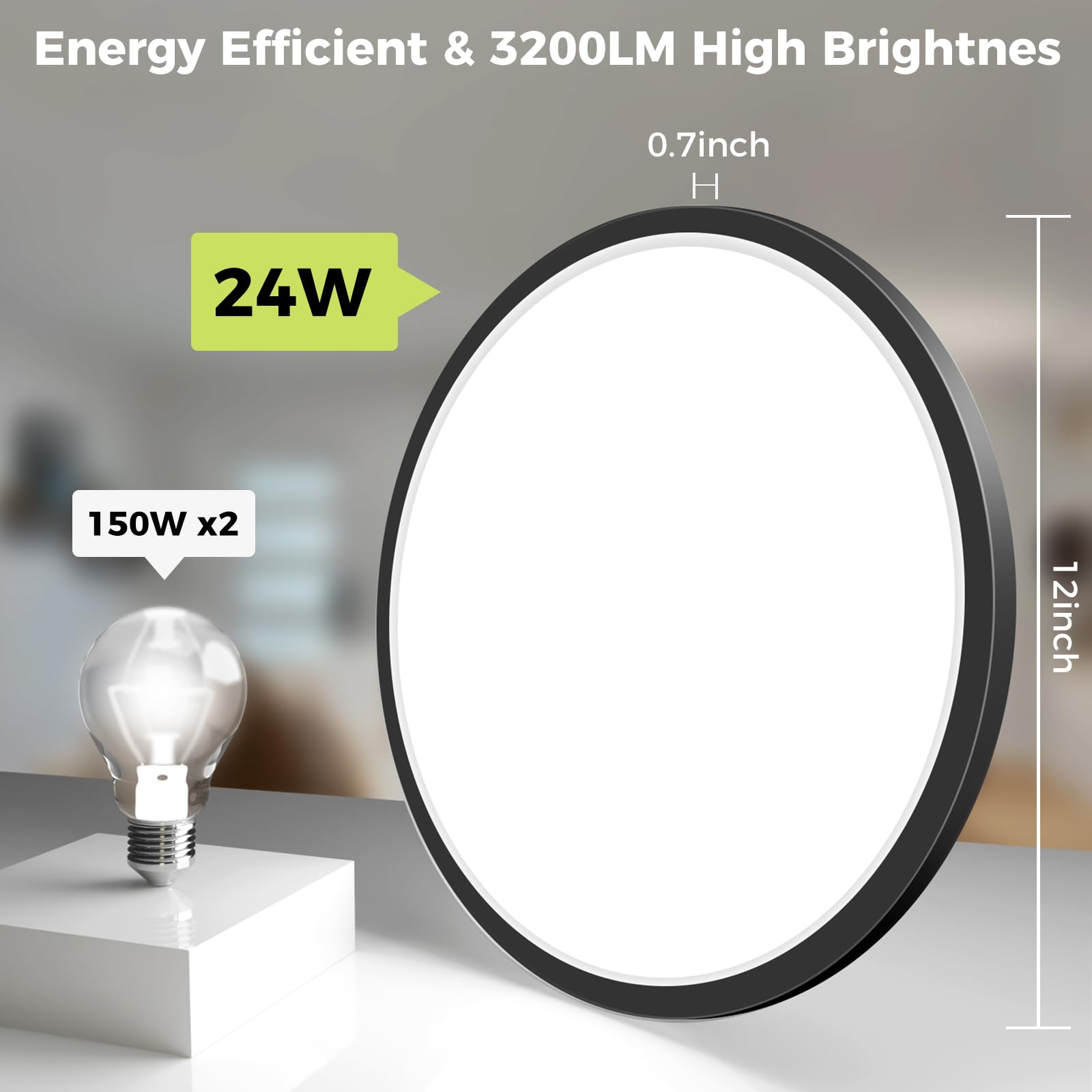Hepside 3200lm LED fixture, 24W, energy-saving ceiling light