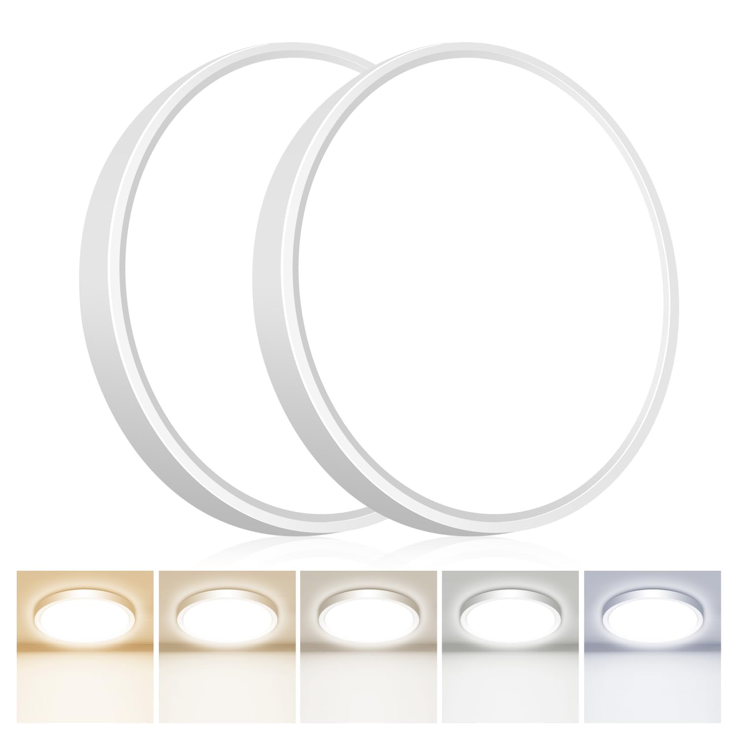 Hepside 2pack flush mount LED ceiling light front view, space-saving design for bathrooms and bedrooms.
