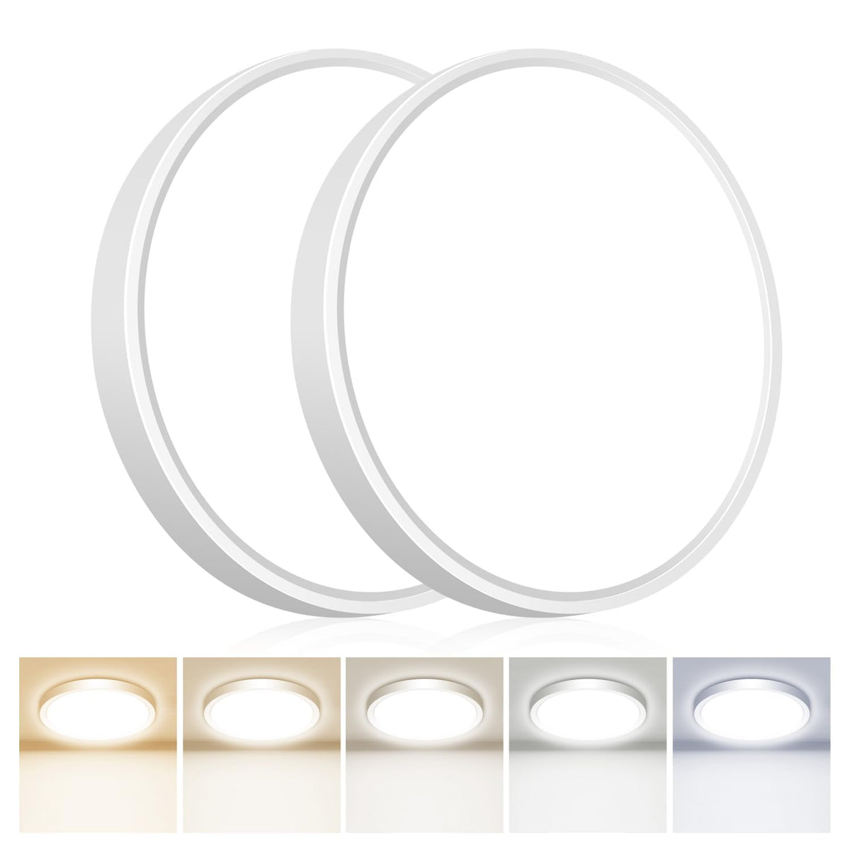 Hepside 2pack flush mount LED ceiling light front view, space-saving design for bathrooms and bedrooms.
