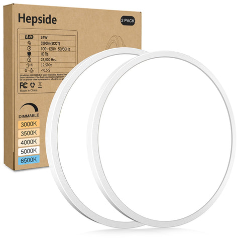 hepside 2Pack LED flush mount ceiling light, space-saving design for clean ceilings.