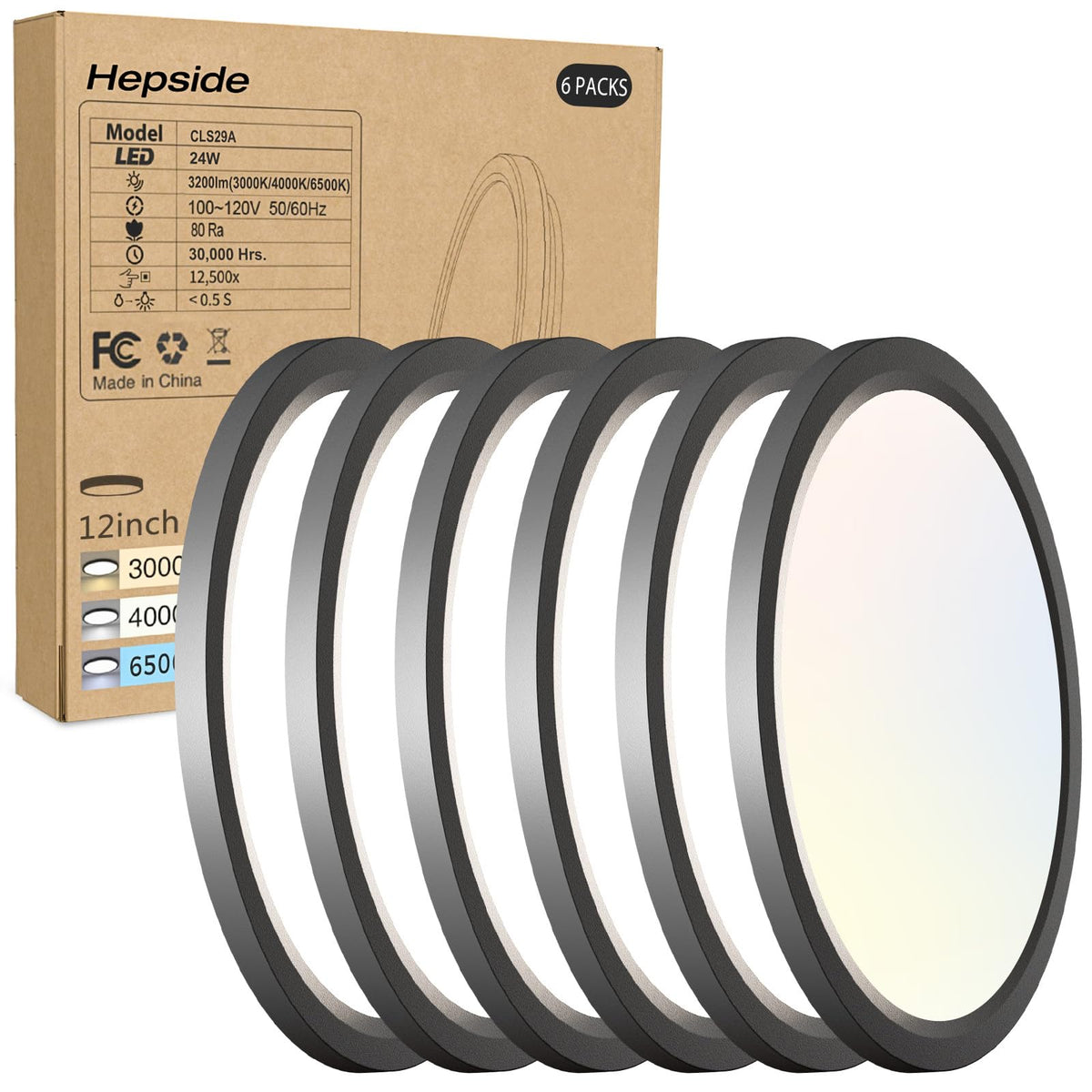 Hepside 6PACK LED flush mount with 3CCT modes for adaptable ambiance