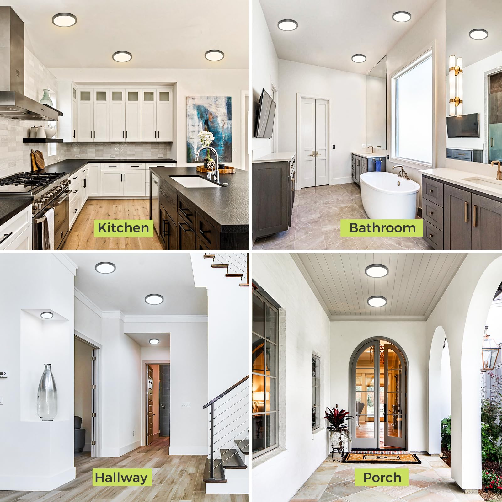 Hepside flush-mount LED installation guide showing quick ceiling mounting.
