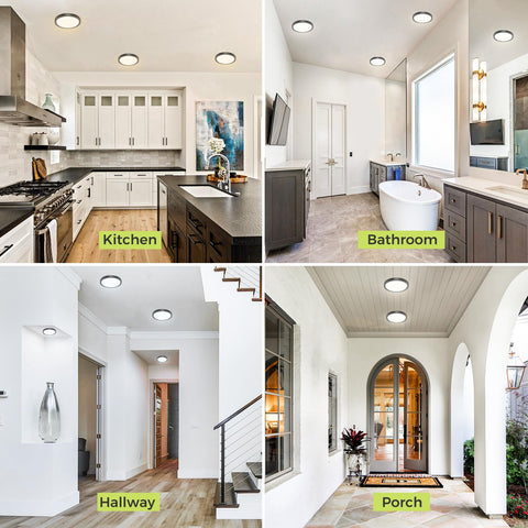 Hepside flush-mount LED installation guide showing quick ceiling mounting.