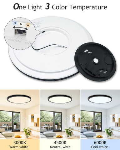 Hepside LED ceiling light with three color modes for customized ambience.