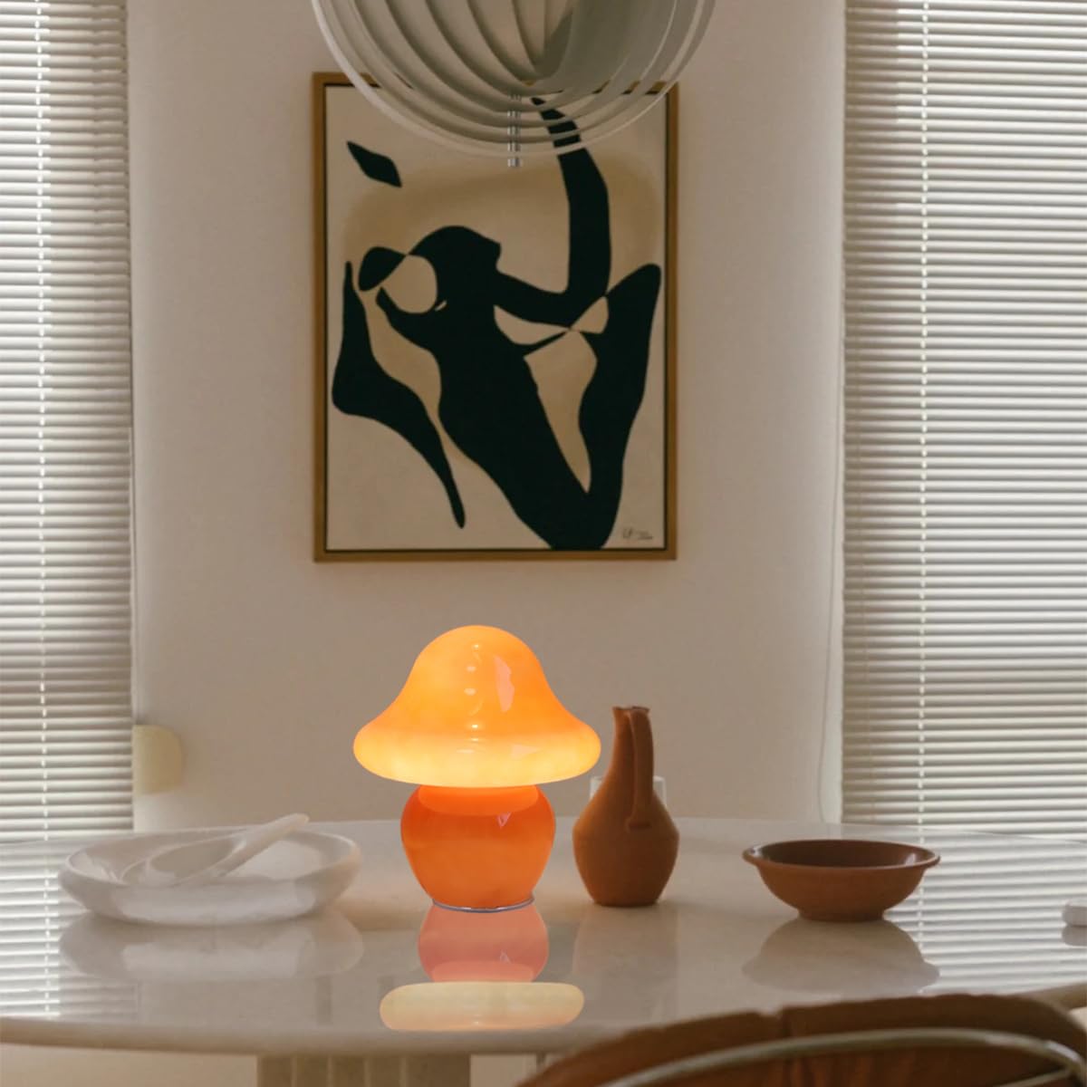 HEQET vintage-style mushroom lamp on dresser for vintage charm
