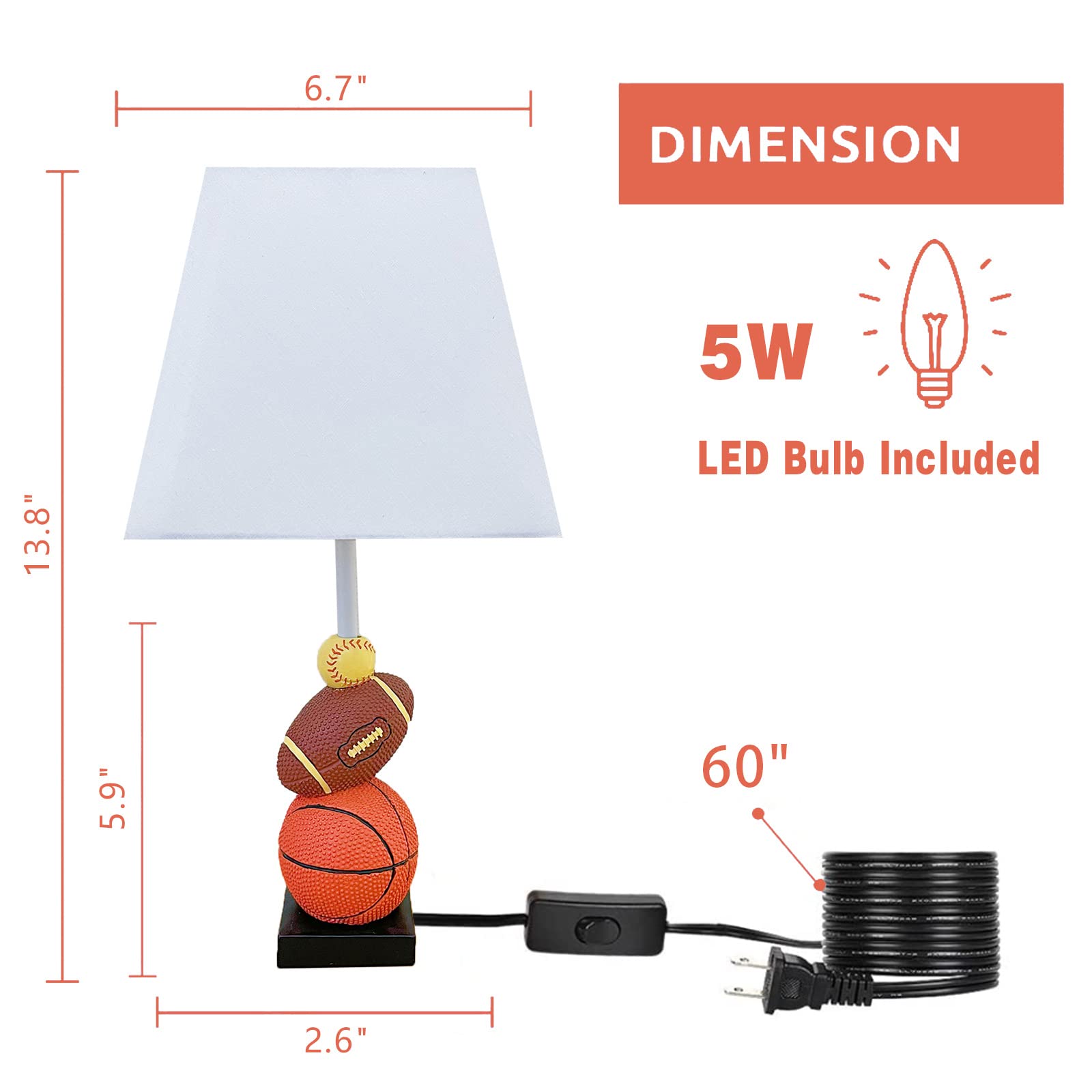 HERBESTBAY 14inch kids table lamp fits small rooms with gentle illumination