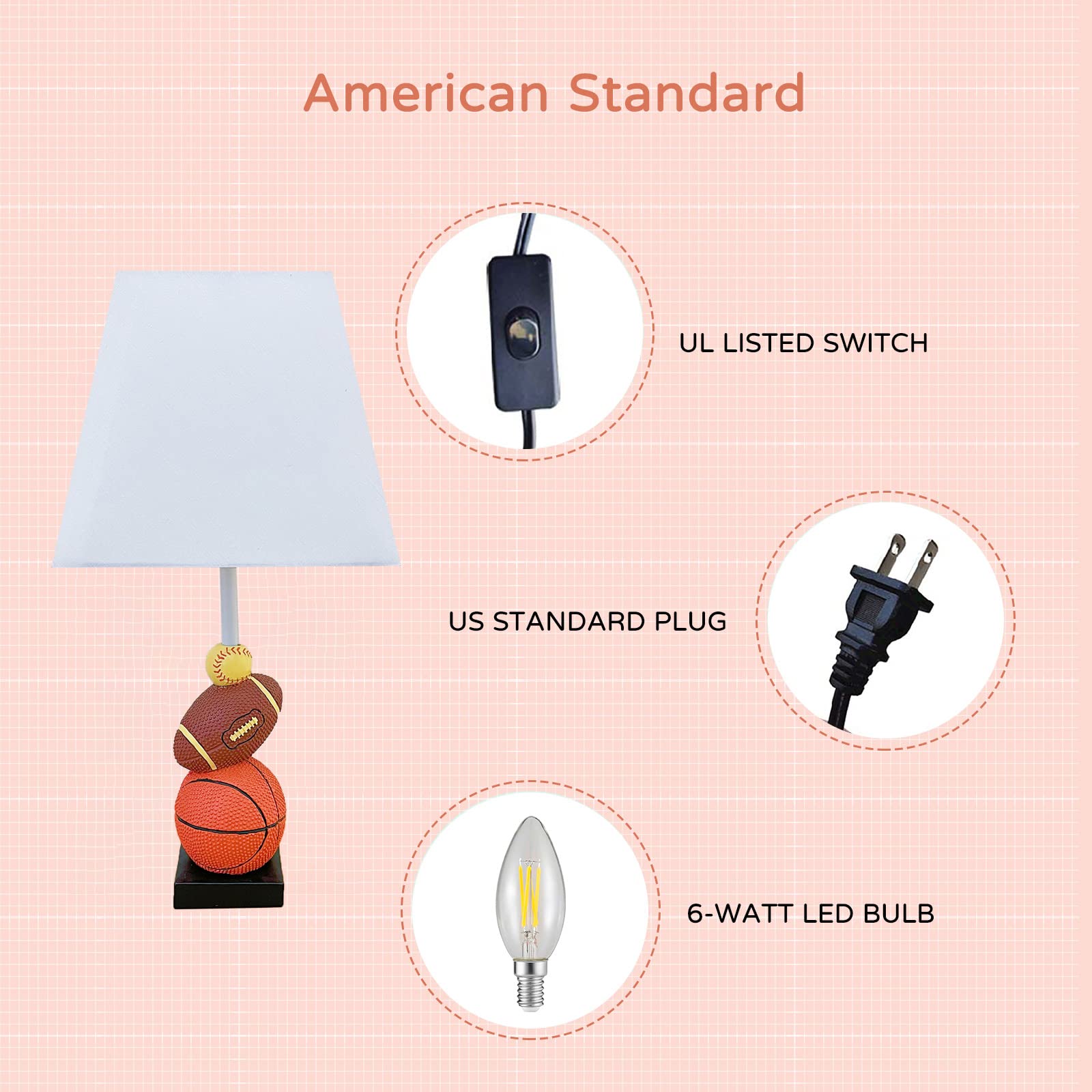 HERBESTBAY cute lampshade lamp brightens desks with sports-themed flair