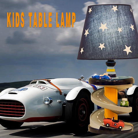 HERBESTBAY HB-LFL905 racing car lamp on a desk demonstrates playful yet practical bedside lighting.