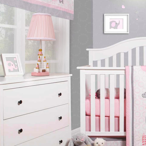 HERBESTBAY pink castle lamp with fabric shade adds cozy light to girls' rooms
