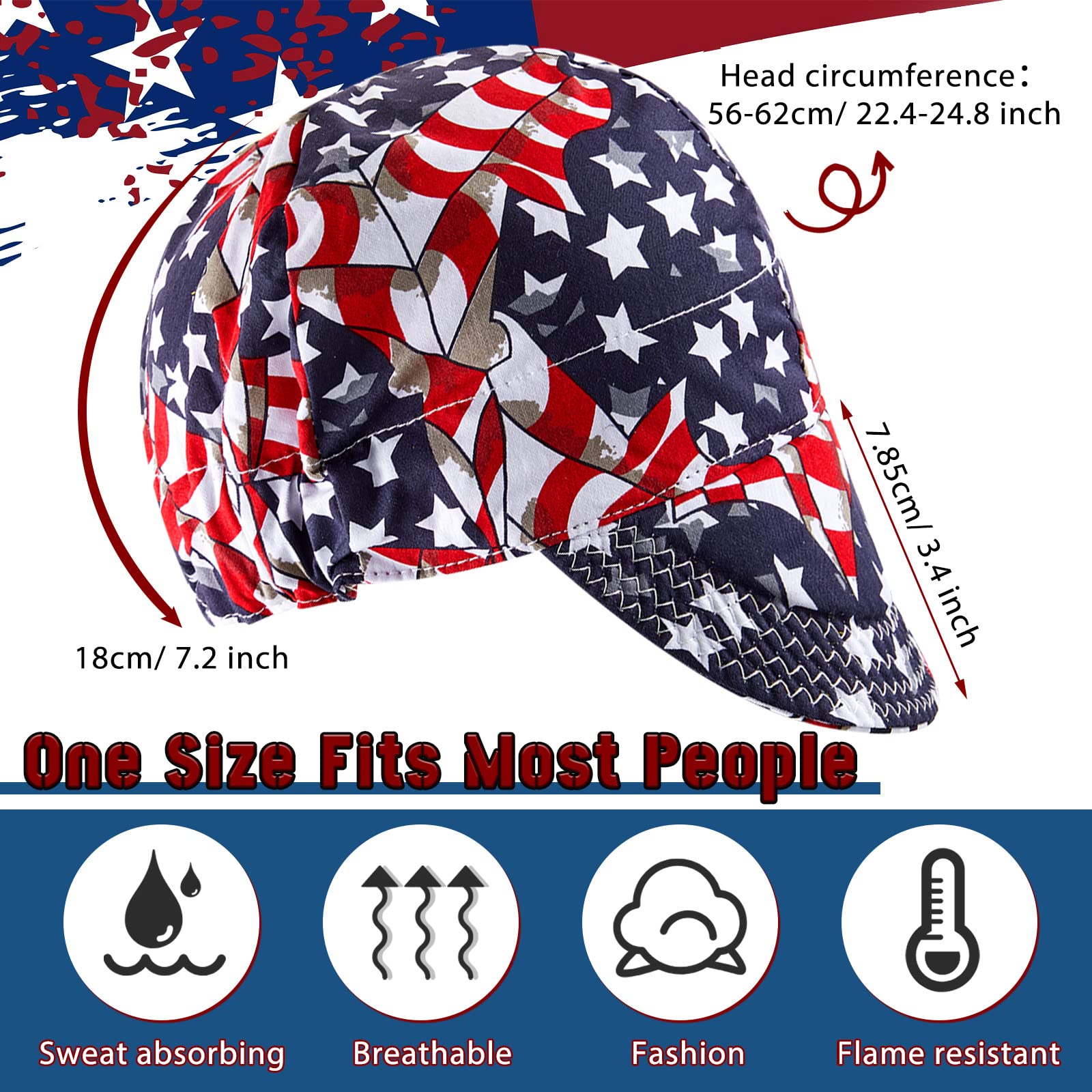 Hercicy welding cap with elastic back fits various head sizes securely.