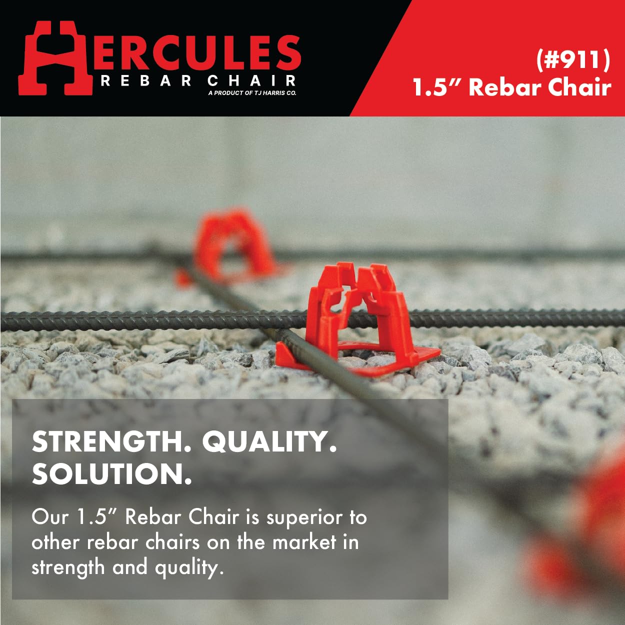 HERCULES rebar chair ground clearance 1.5 inches shown