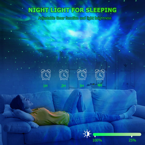 HERHOTER Galaxy Projector projecting onto wall and ceiling for immersive space