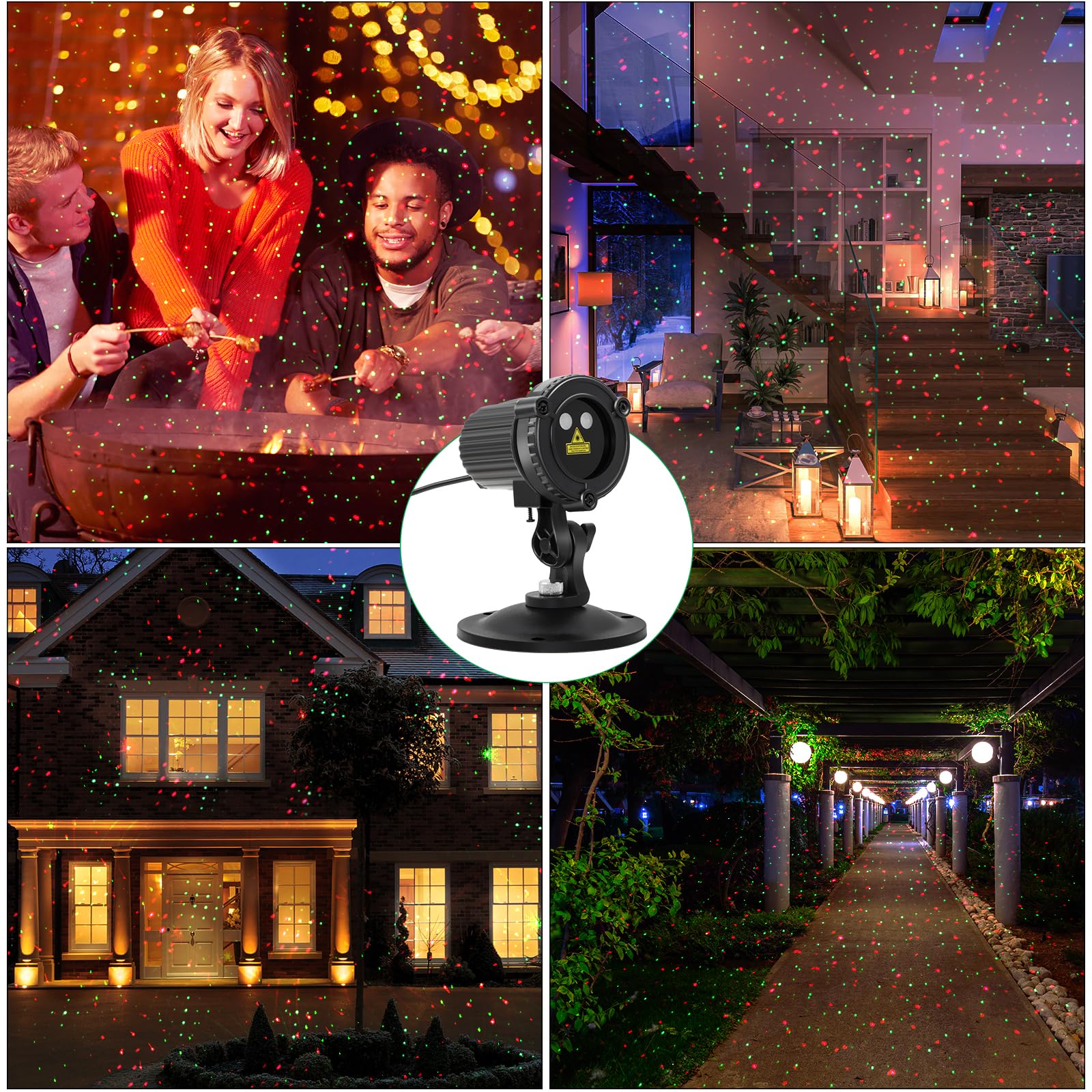 HERHOTER moving laser light creates captivating focal points on trees and walls.